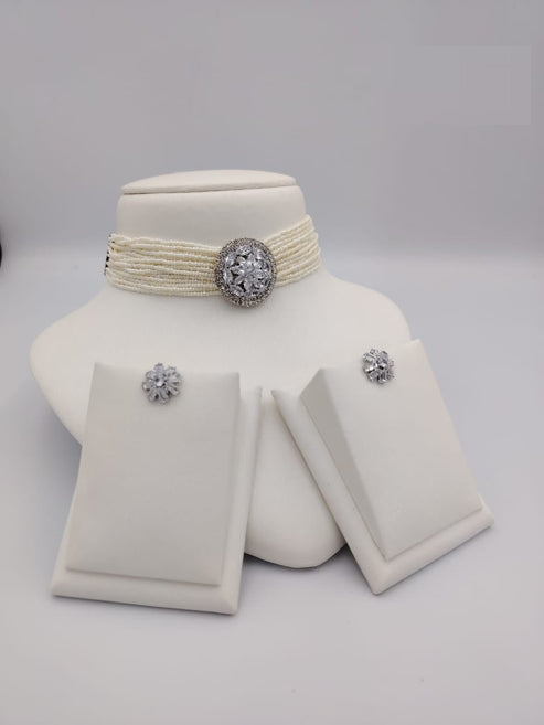Pearl Choker Necklace Set with Earrings – Bridal, Wedding & Party Jewelry
