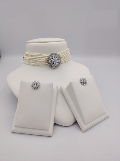 Pearl Choker Necklace Set with Earrings – Bridal, Wedding & Party Jewelry